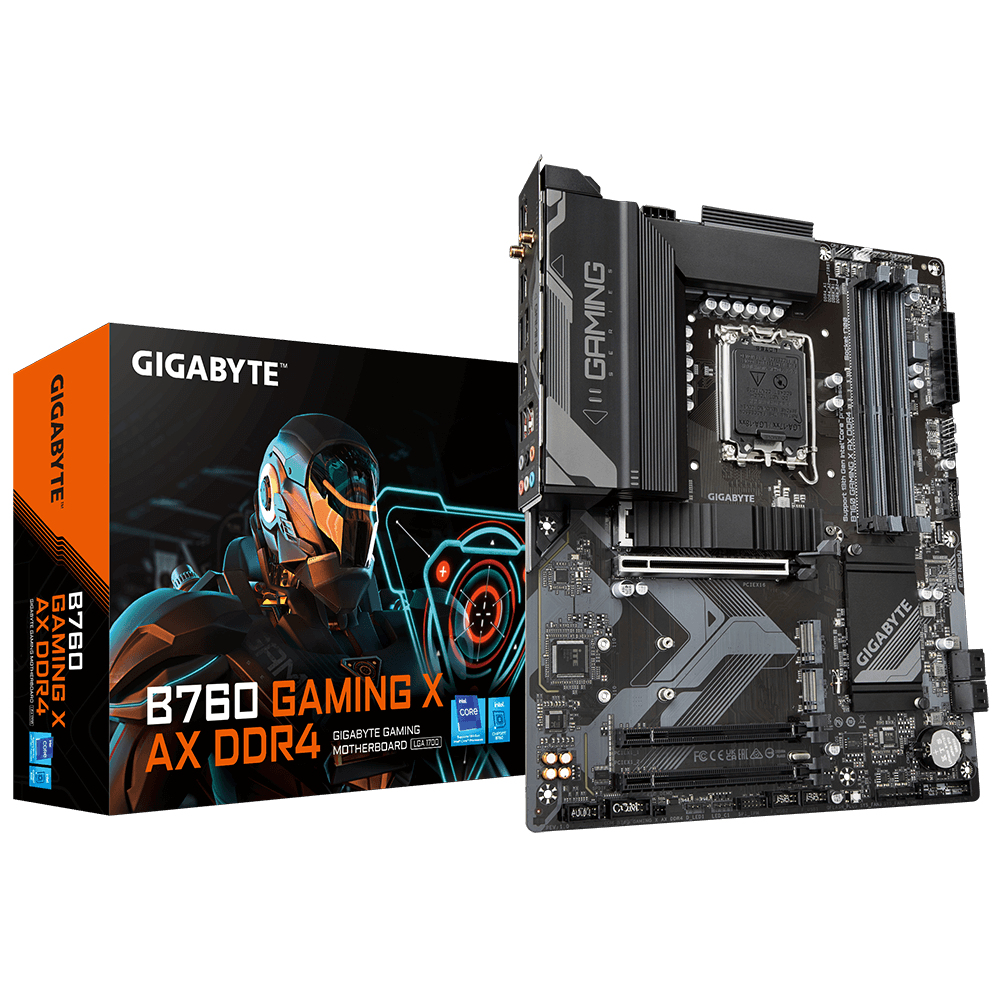 Gigabyte B760 GAMING X AX DDR4 - 1.X - Motherboard - micro ATX - LGA1700-Sockel - B760 Chipsatz - USB 3.2 Gen 2, USB-C 3.2 Gen2, USB 3.2 Gen 1, USB-C 3.2 Gen 1 - 2.5 Gigabit LAN, Wi-Fi 6E, Bluetooth - Onboard-Grafik (CPU erforderlich)