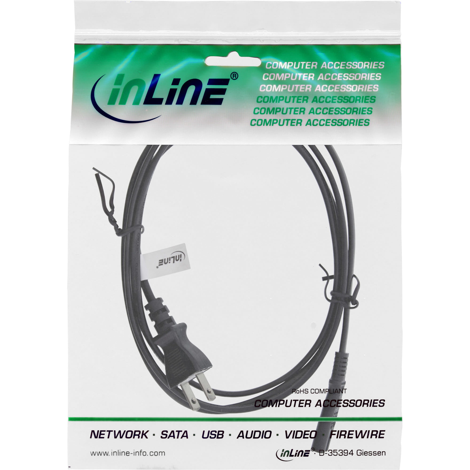 InLine Netzkabel - Netzstecker Japan auf Euro 8 C7 Stecker - schwarz - 1,8m