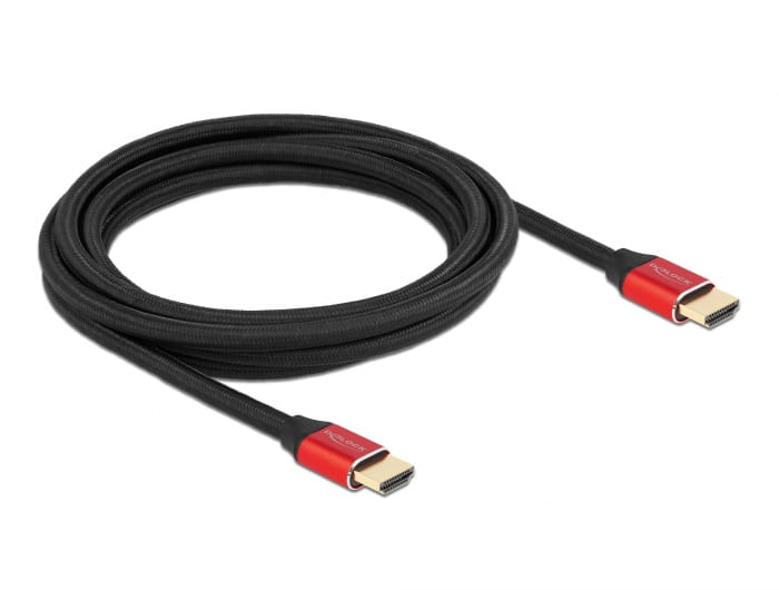 Delock Ultra High Speed - HDMI-Kabel - HDMI männlich zu HDMI männlich - 3 m - Dreifachisolierung - Schwarz, Rot - hauchvergoldete Kontakte, unterstützt 8K 60 Hz (7680 x 4320)