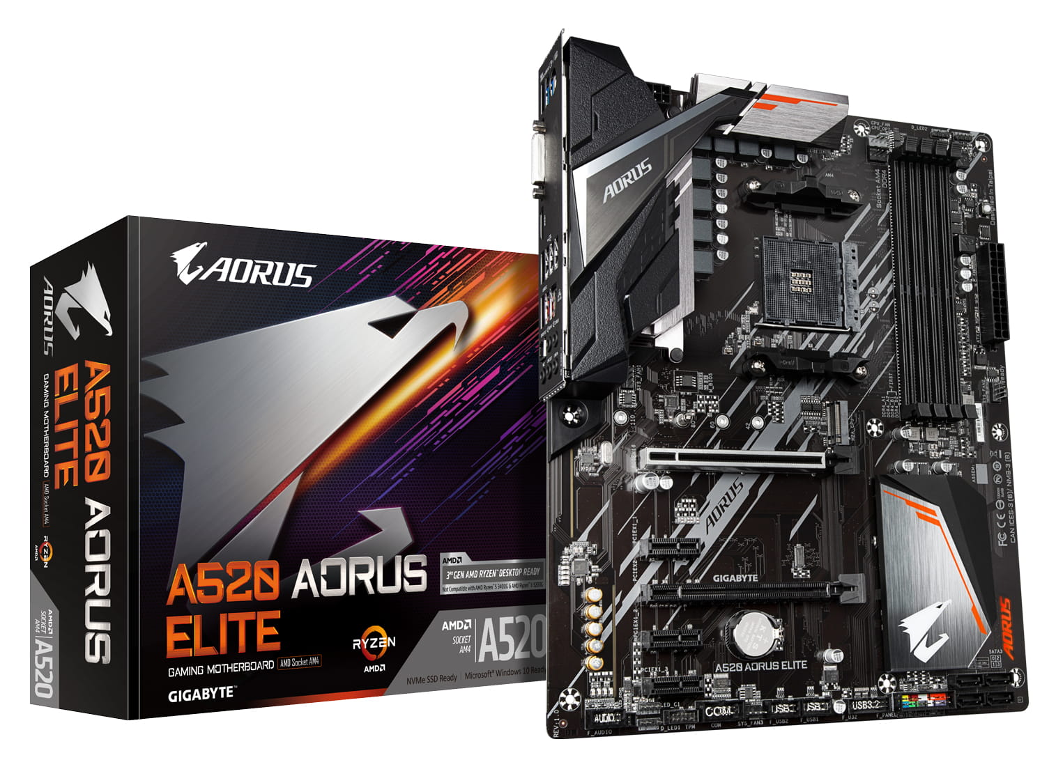 Gigabyte A520 AORUS ELITE - 1.0 - Motherboard - ATX - Socket AM4 - AMD A520 Chipsatz - USB 3.2 Gen 1, USB 3.2 Gen 2 - Gigabit LAN - Onboard-Grafik (CPU erforderlich)