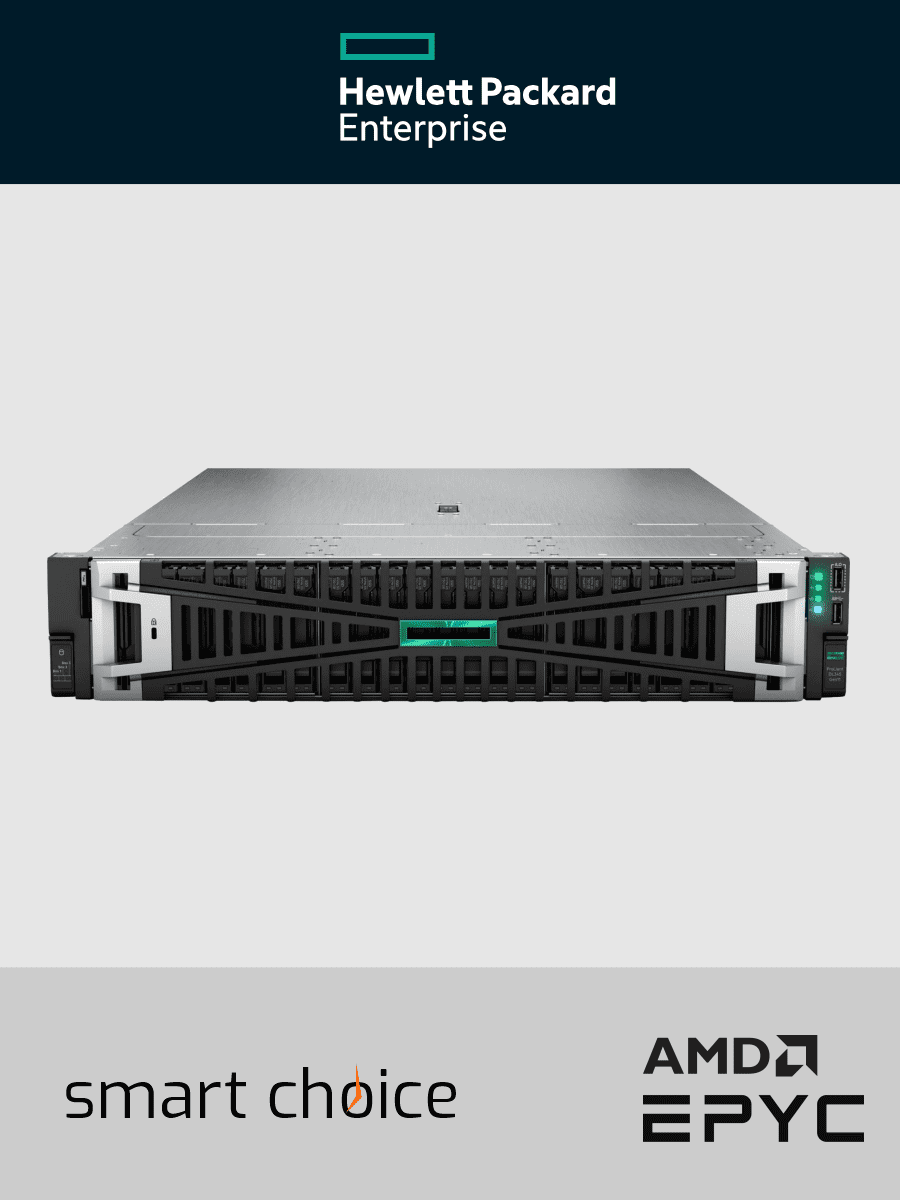 HPE ProLiant DL345 Gen11 - Server - Rack-Montage - 2U - 1-Weg - 1 x EPYC 9124 / 3 GHz - RAM 64 GB - SATA/SAS/NVMe - Hot-Swap 6.4 cm (2.5") (Smart Choice)