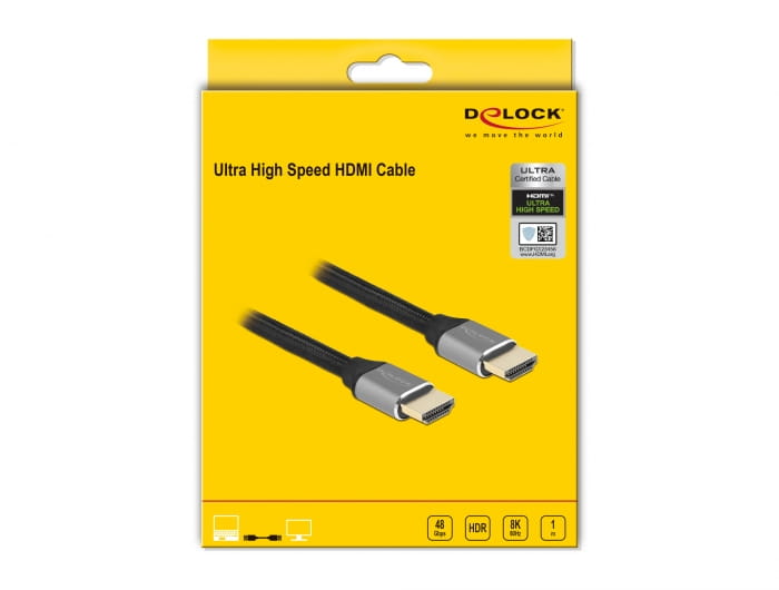 Delock Ultra High Speed - HDMI-Kabel - HDMI männlich zu HDMI männlich - 1 m - Dreifachisolierung - Grau - hauchvergoldete Kontakte, unterstützt 8K 60 Hz (7680 x 4320)