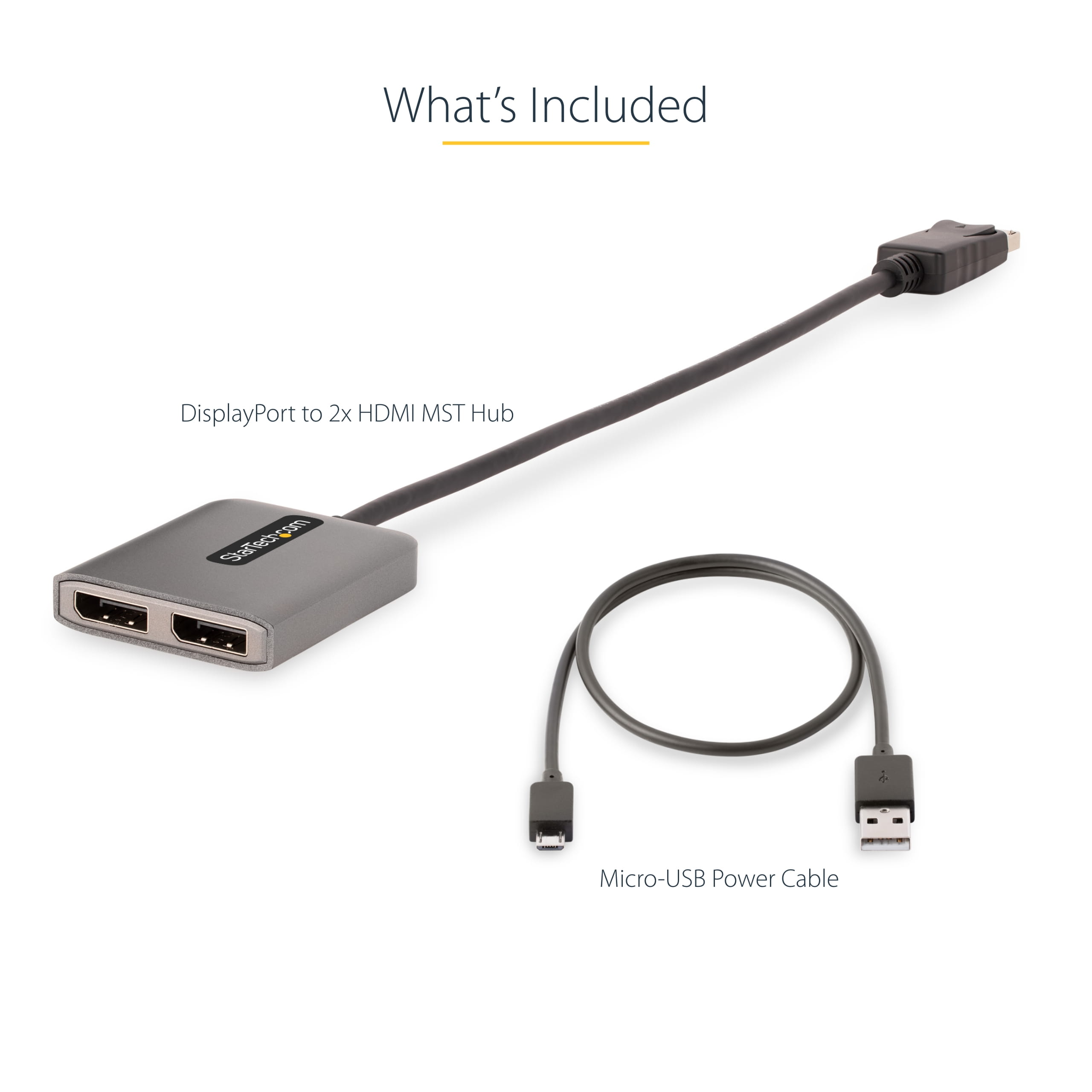 StarTech.com DP to Dual HDMI MST HUB, Dual HDMI 4K 60Hz, DisplayPort Multi Monitor Adapter with 1ft (30cm)