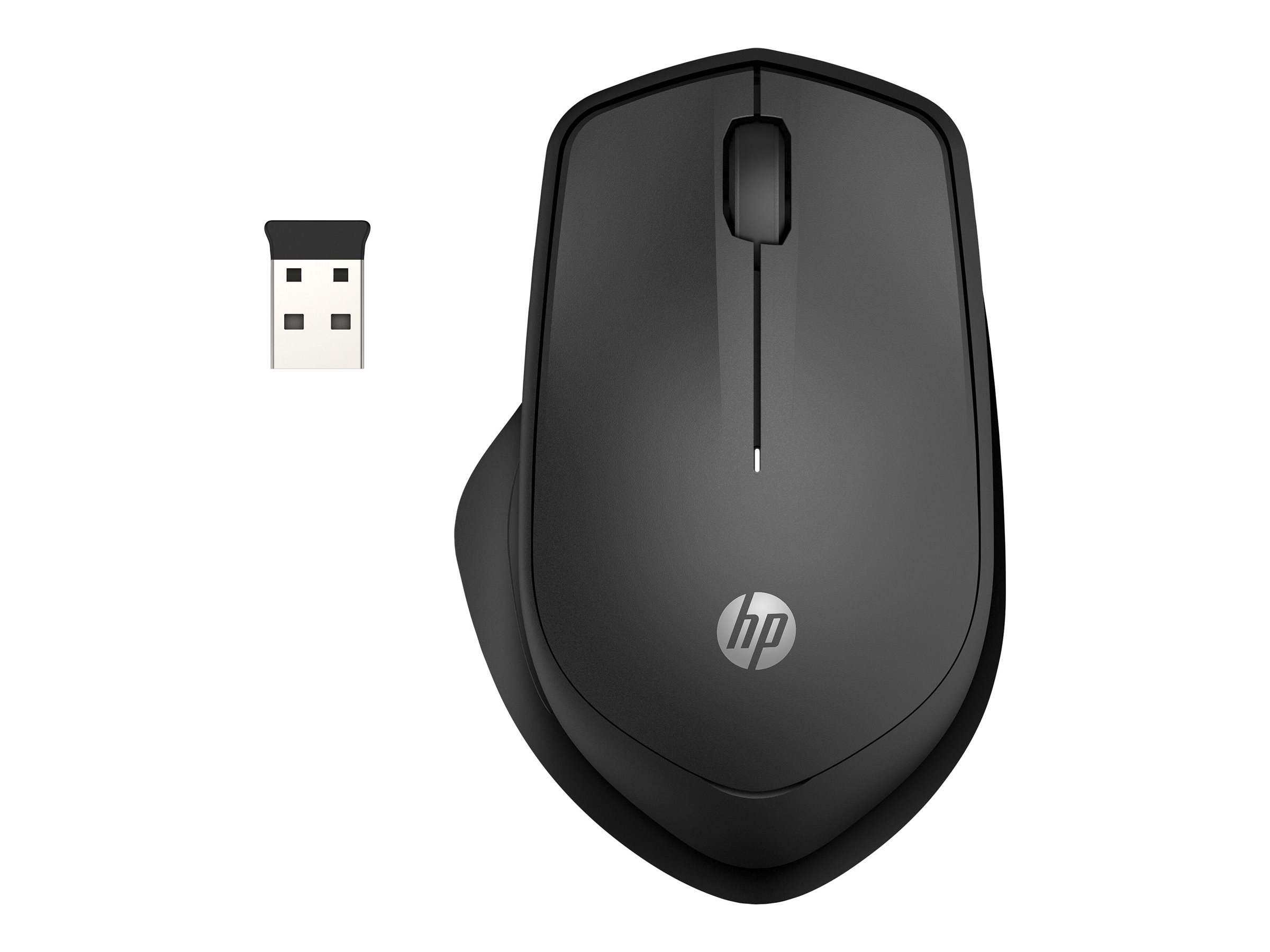 HP 285 Silent - Maus - ergonomisch - optisch - kabellos - 2.4 GHz - kabelloser Empfänger (USB)