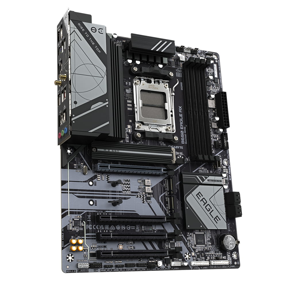 Gigabyte B650 EAGLE AX - Motherboard - ATX - Socket AM5 - AMD B650 Chipsatz - USB-C 3.2 Gen 1, USB 3.2 Gen 2, USB 3.2 Gen 1 - Gigabit LAN - Onboard-Grafik (CPU erforderlich)