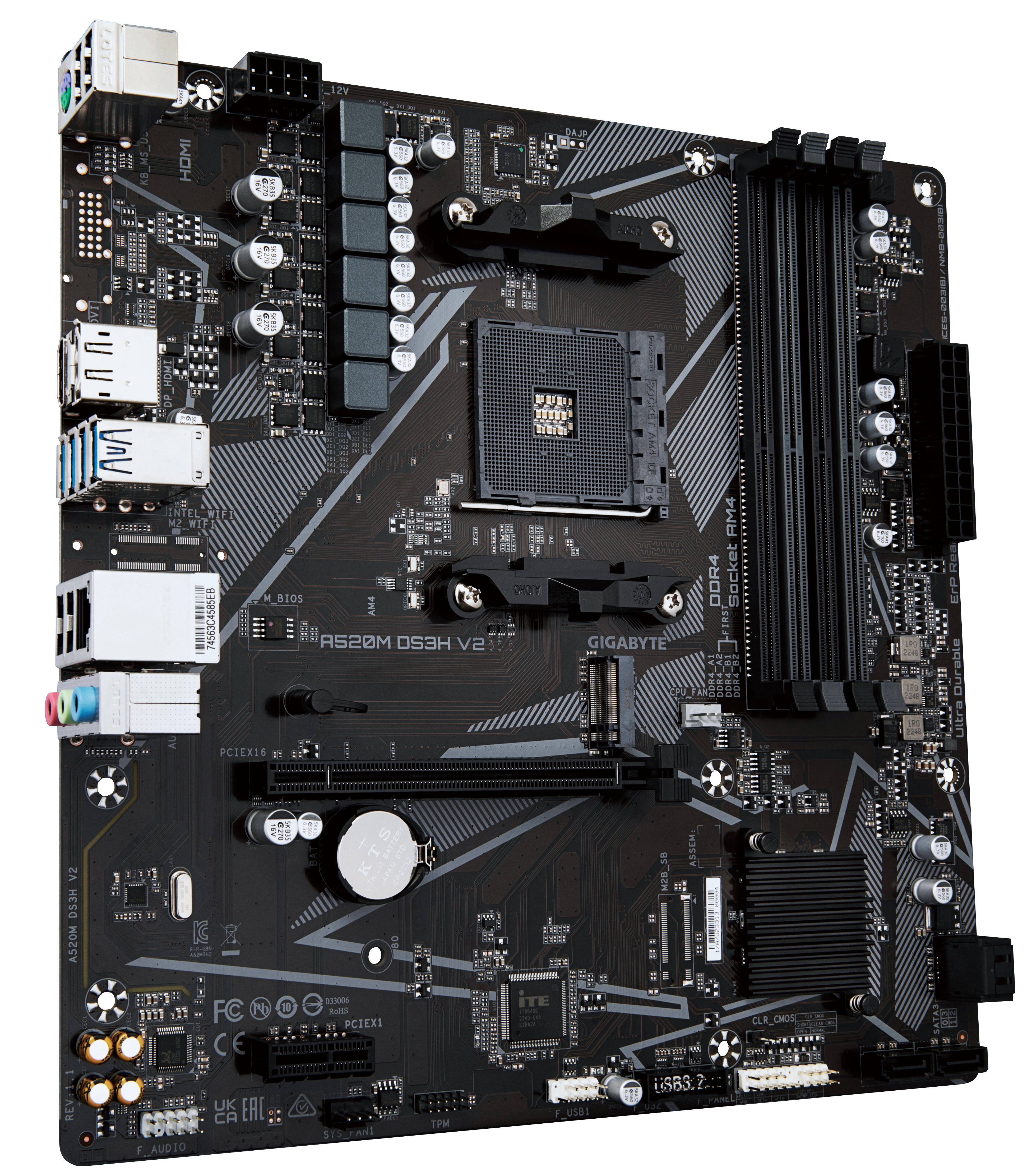 Gigabyte A520M DS3H V2 Mainboard - Unterstützt AMD Ryzen 5000 Serie AM4 CPUs, bis zu 4733 MHz DDR4 (OC), PCIe 3.0 x16, GbE LAN, USB 3.2 Gen 1, AMD, Sockel AM4, AMD Ryzen 3000 Series, AMD Ryzen Threadripper 3000 Series, AMD Ryzen Threadripper PRO 3000 WX