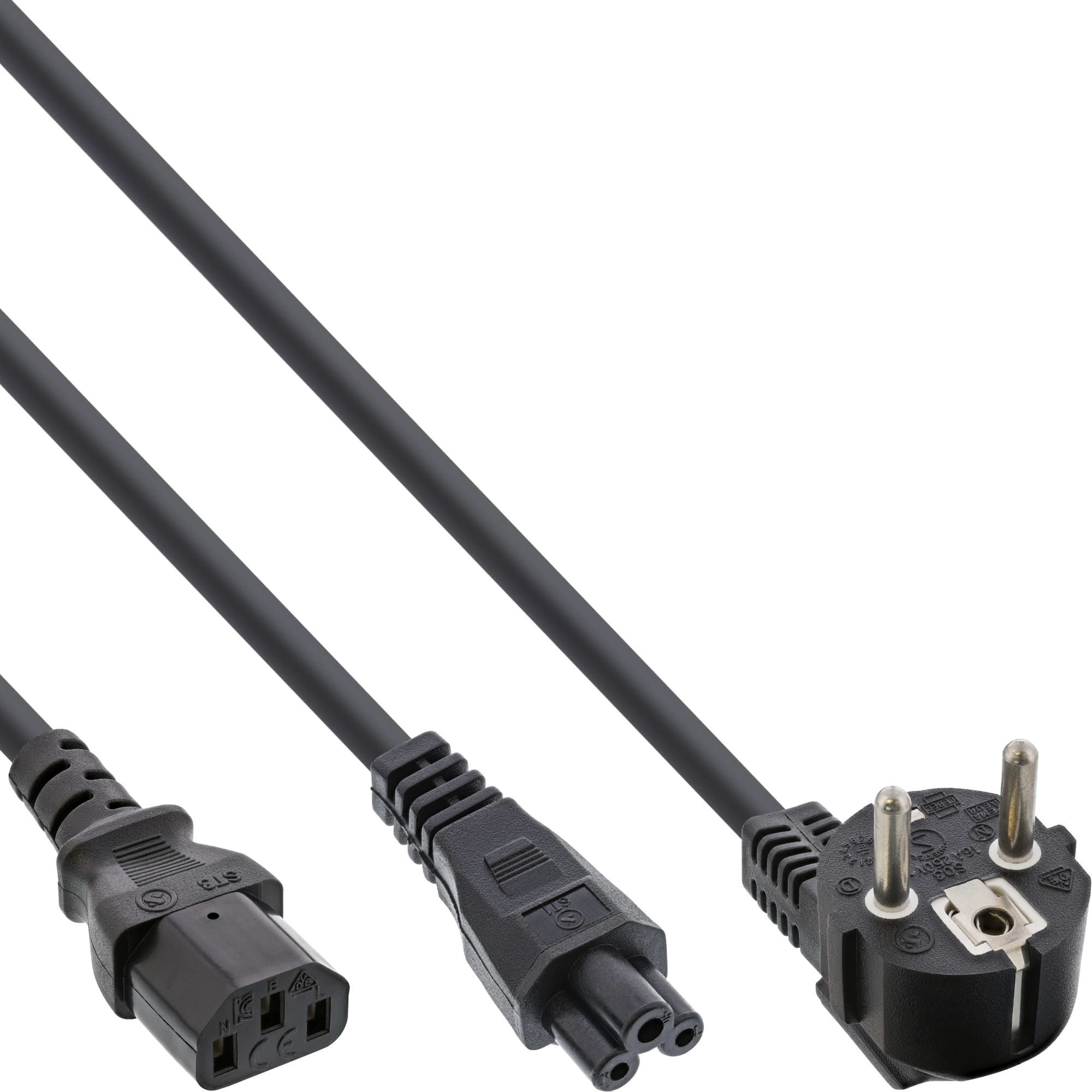 InLine Netz-Y-Kabel - 1x Schutzkontakt ST zu Kaltgeräte- & Notebook ST - 2m