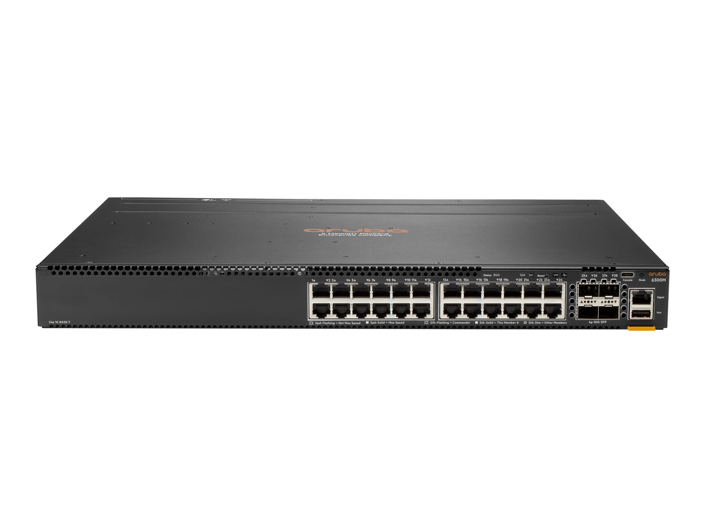 HPE Aruba 6300M - Switch - L3 - managed - 24 x 10/100/1000 + 4 x 1 Gigabit / 10 Gigabit / 25 Gigabit / 50 Gigabit SFP56 (Uplink / Stacking)