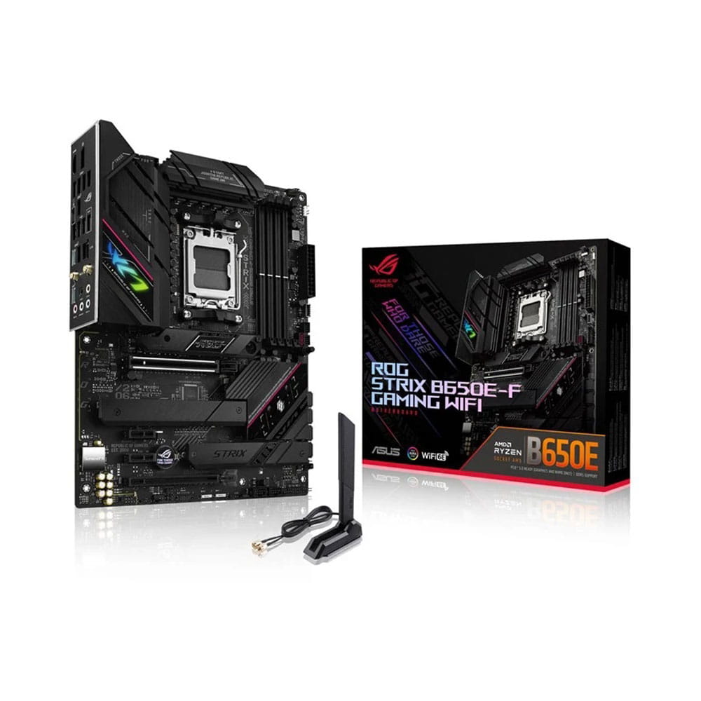ASUS ROG Strix B650E-F Gaming WiFi - Motherboard - ATX - Socket AM5 - AMD B650 Chipsatz - USB-C 3.2 Gen 2x2, USB-C 3.2 Gen2, USB 3.2 Gen 2, USB 3.2 Gen 1 - 2.5 Gigabit LAN, Wi-Fi 6, Bluetooth - Onboard-Grafik (CPU erforderlich)