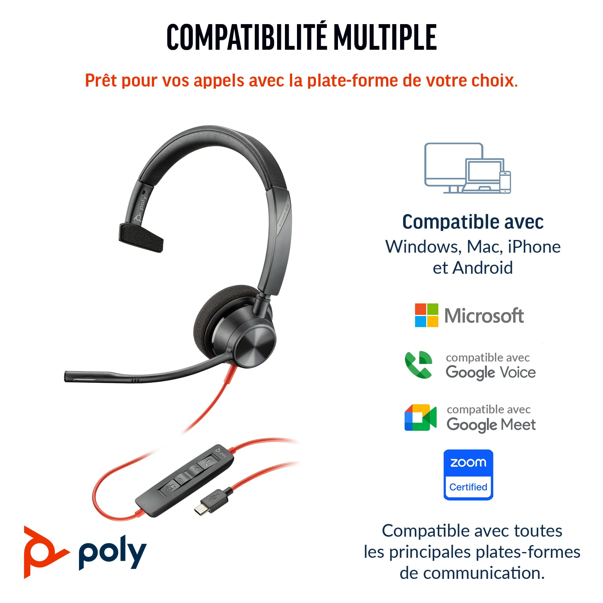 HP Poly Blackwire 3310 - Blackwire 3300 series - Headset