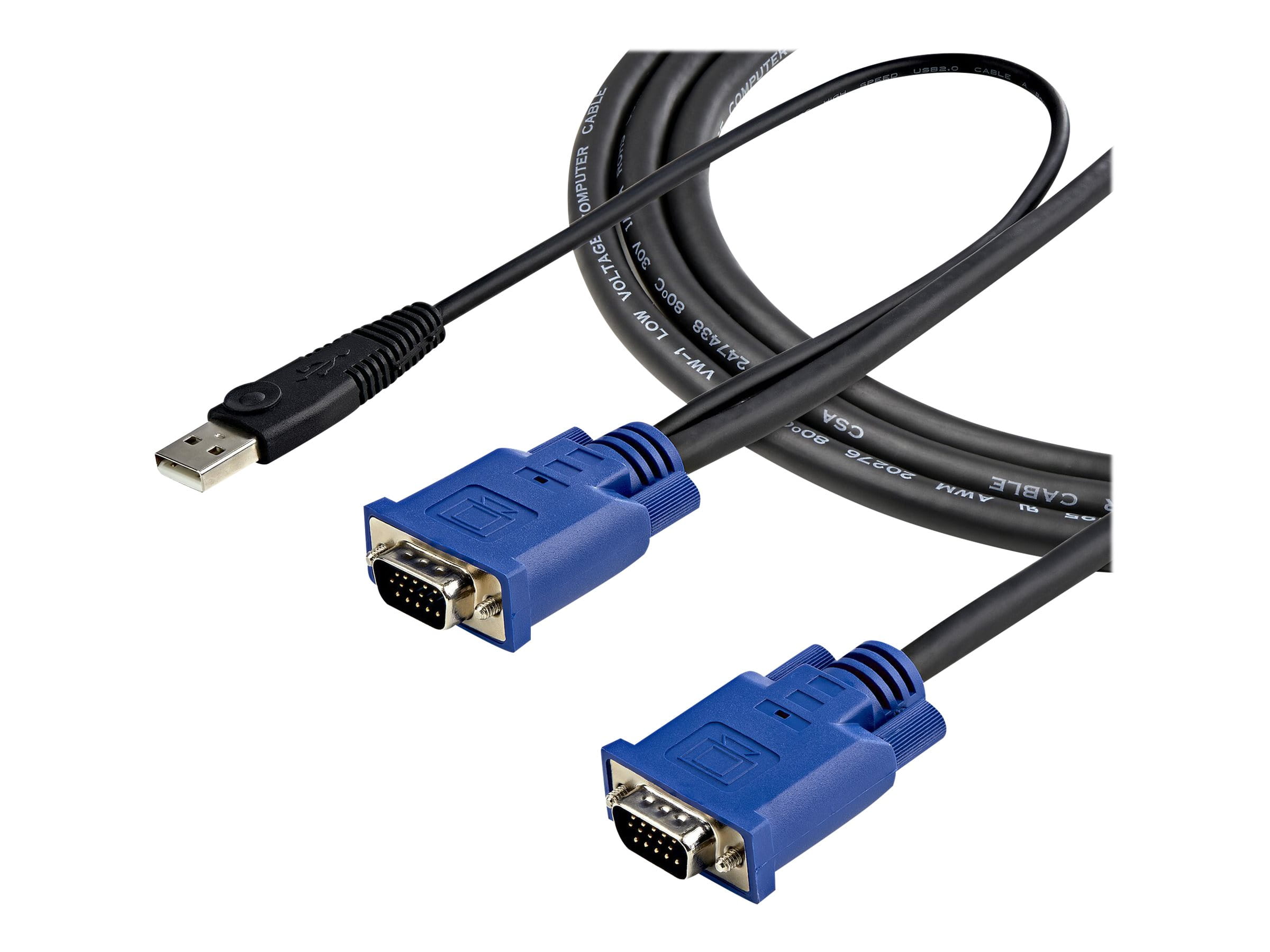 StarTech.com KVM Kabel USB VGA für KVm Switch 4,5m - Kabelsatz für KVM Umschalter 1x USB Stecker 2x VGA Stecker - Octopuskabel - Video- / USB-Kabel - USB, HD-15 (VGA)