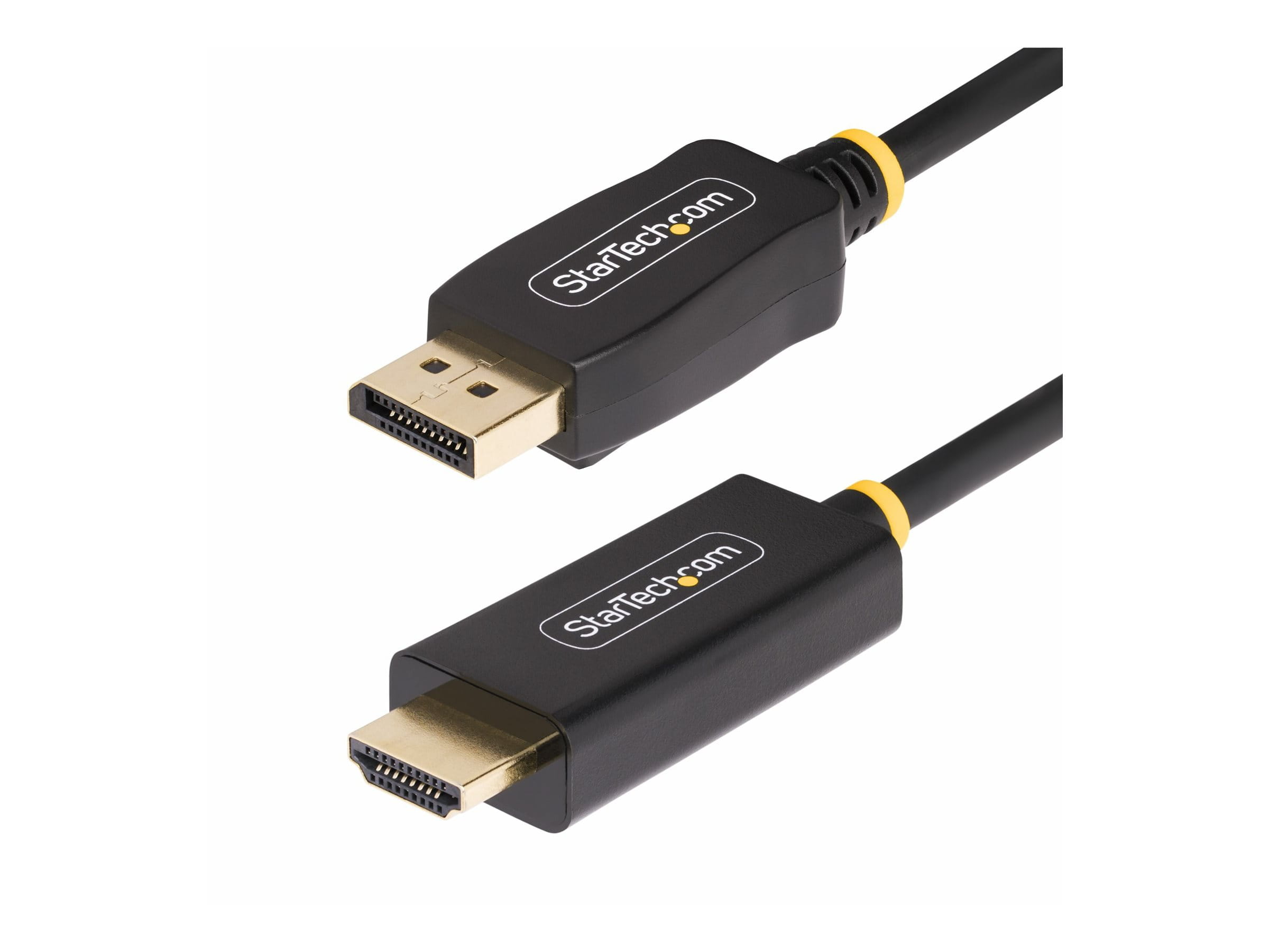 StarTech.com 3.3ft (1m) DisplayPort to HDMI Adapter Cable, 4K 60Hz with HDR, DP to HDMI 2.0b, Active Video Converter, DisplayPort Desktop to HDMI Monitor, M/M - DisplayPort to HDMI Cord (3F-DP-HDMI-4K60-HDR)