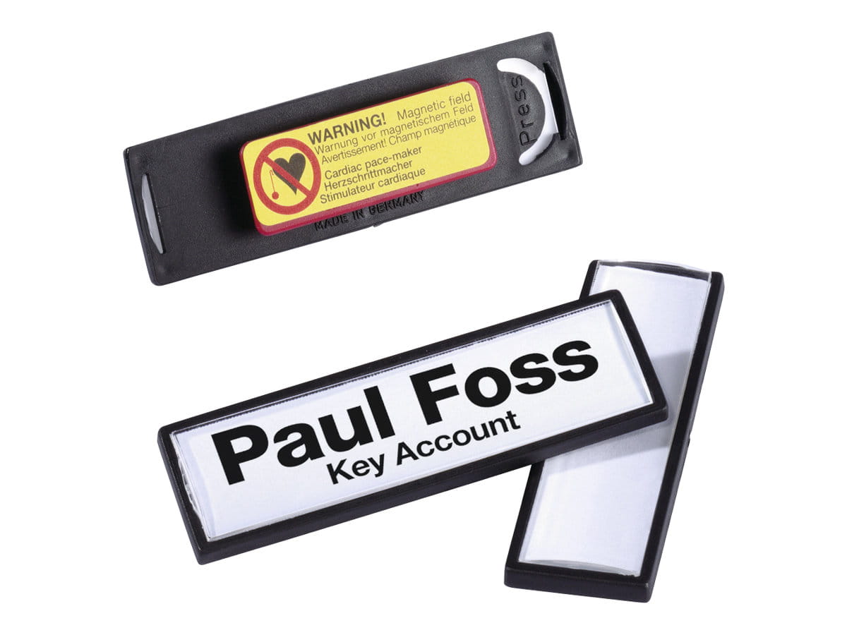 Durable CLIP-CARD - Namensschild - für 17 x 67 mm - Magnet - Schwarz (Packung mit 25)