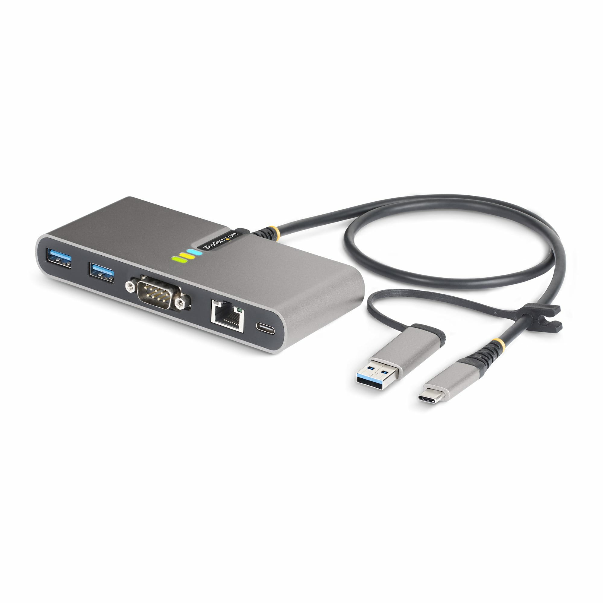 StarTech.com 2-Port USB-C/USB-A Hub with GbE and RS232 Serial, 2x USB-A