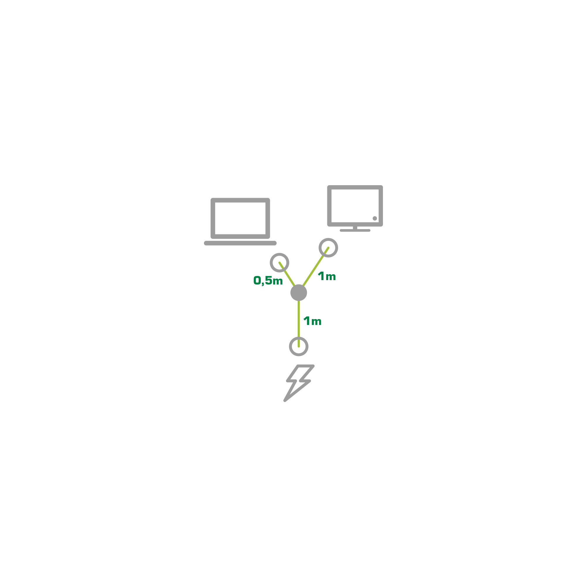 InLine Netz-Y-Kabel - 1x Schutzkontakt ST zu Kaltgeräte- & Notebook ST - 2m