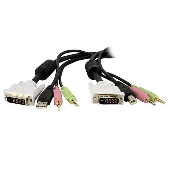 StarTech.com 4,5 m 4-in-1 USB Dual Link DVI-D KVM-Switchkabel mit Audio und Mikrofon - Tastatur- / Video- / Maus- / Audio-Kabel - USB, mini-phone stereo 3.5 mm, DVI-D (M)