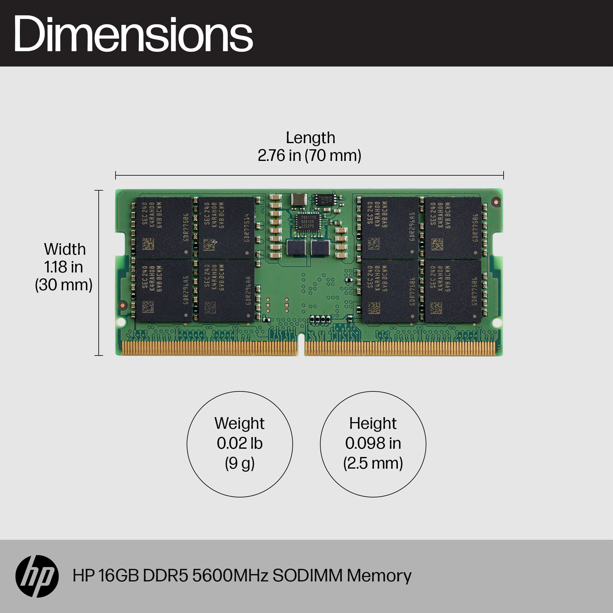 HP  DDR5 - Modul - 16 GB - SO DIMM 262-PIN - 5600 MHz / PC5-44800
