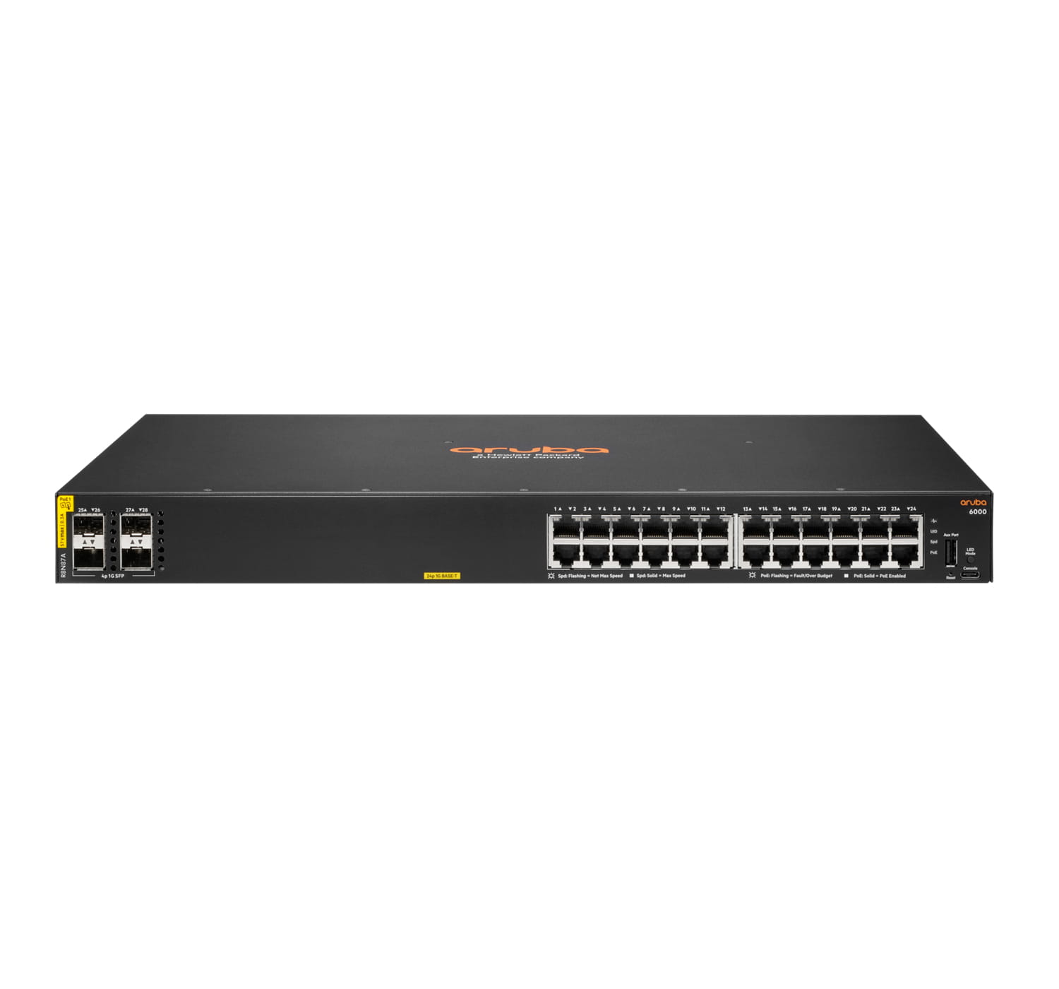 HPE Aruba 6000 24G Class4 PoE 4SFP 370W Switch - Switch - managed - 24 x 10/100/1000 (PoE+)