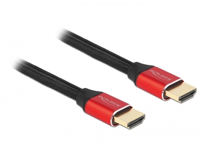 Delock Ultra High Speed - HDMI-Kabel - HDMI männlich zu HDMI männlich - 3 m - Dreifachisolierung - Schwarz, Rot - hauchvergoldete Kontakte, unterstützt 8K 60 Hz (7680 x 4320)
