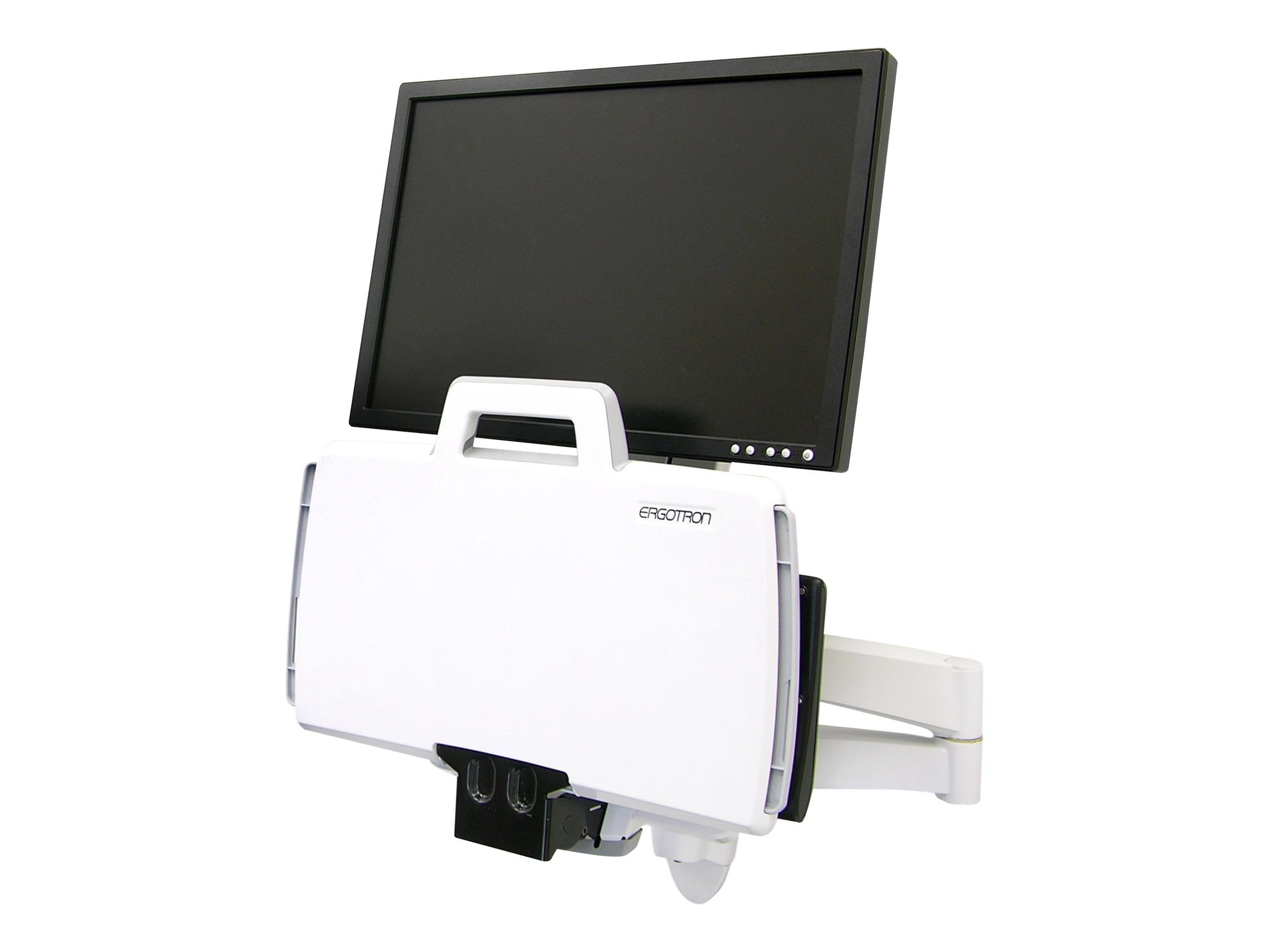 Ergotron 200 Series - Befestigungskit (Gelenkarm, Barcode-Scanner-Halter, Tastaturablage mit linker/rechter Mausablage) - für LCD-Display / PC-Ausrüstung - Stahl - weiß - Bildschirmgröße: bis zu 61 cm (bis zu 24 Zoll)