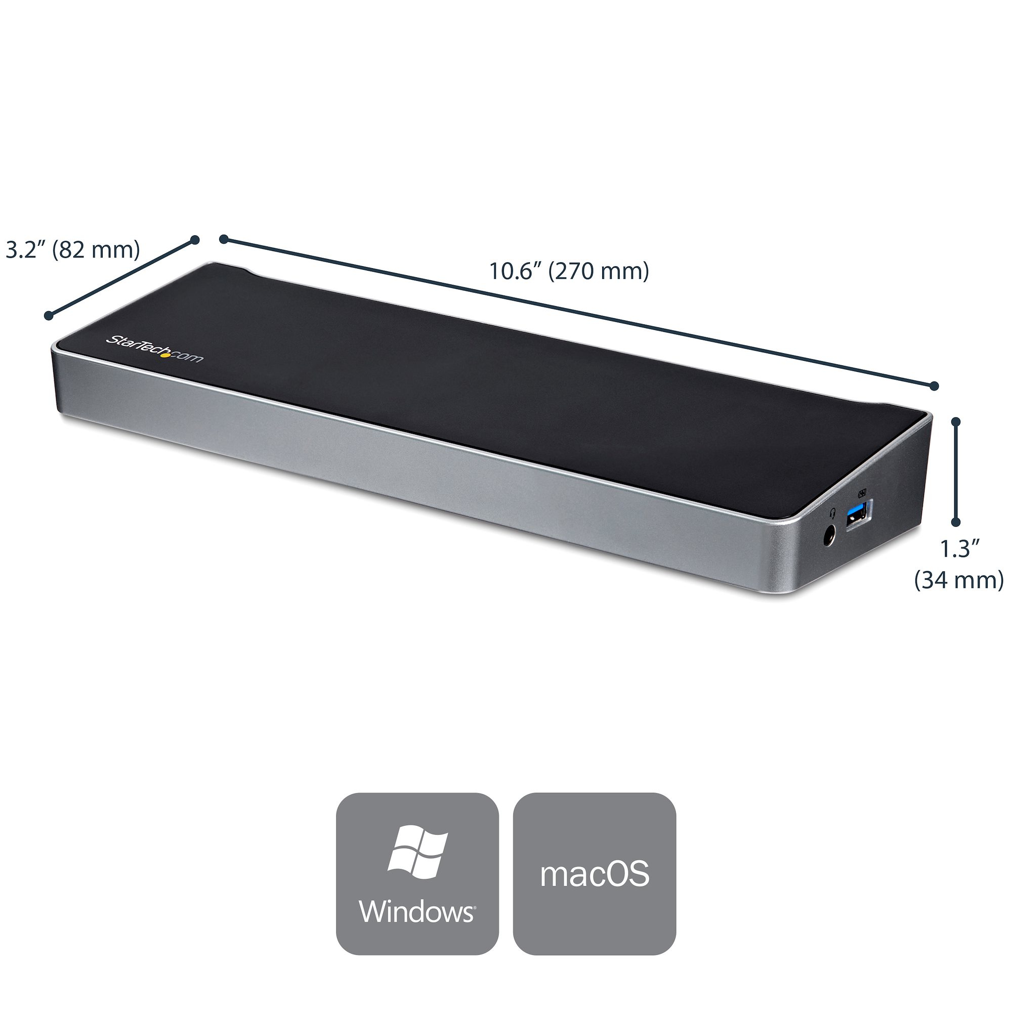 StarTech.com 4K USB-C Dock - Triple Monitor - Mac & Windows - 60W USB PD (DK30CH2DPPDU)