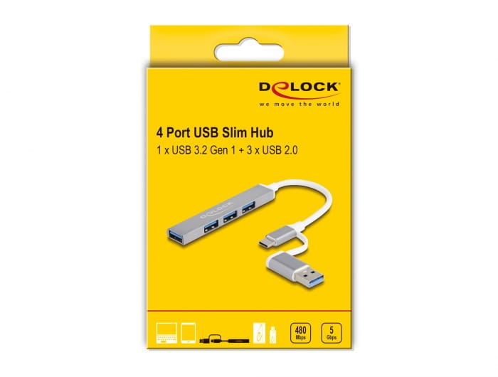 Delock Hub - 3 x USB 2.0 + 1 x USB 3.2 Gen 1