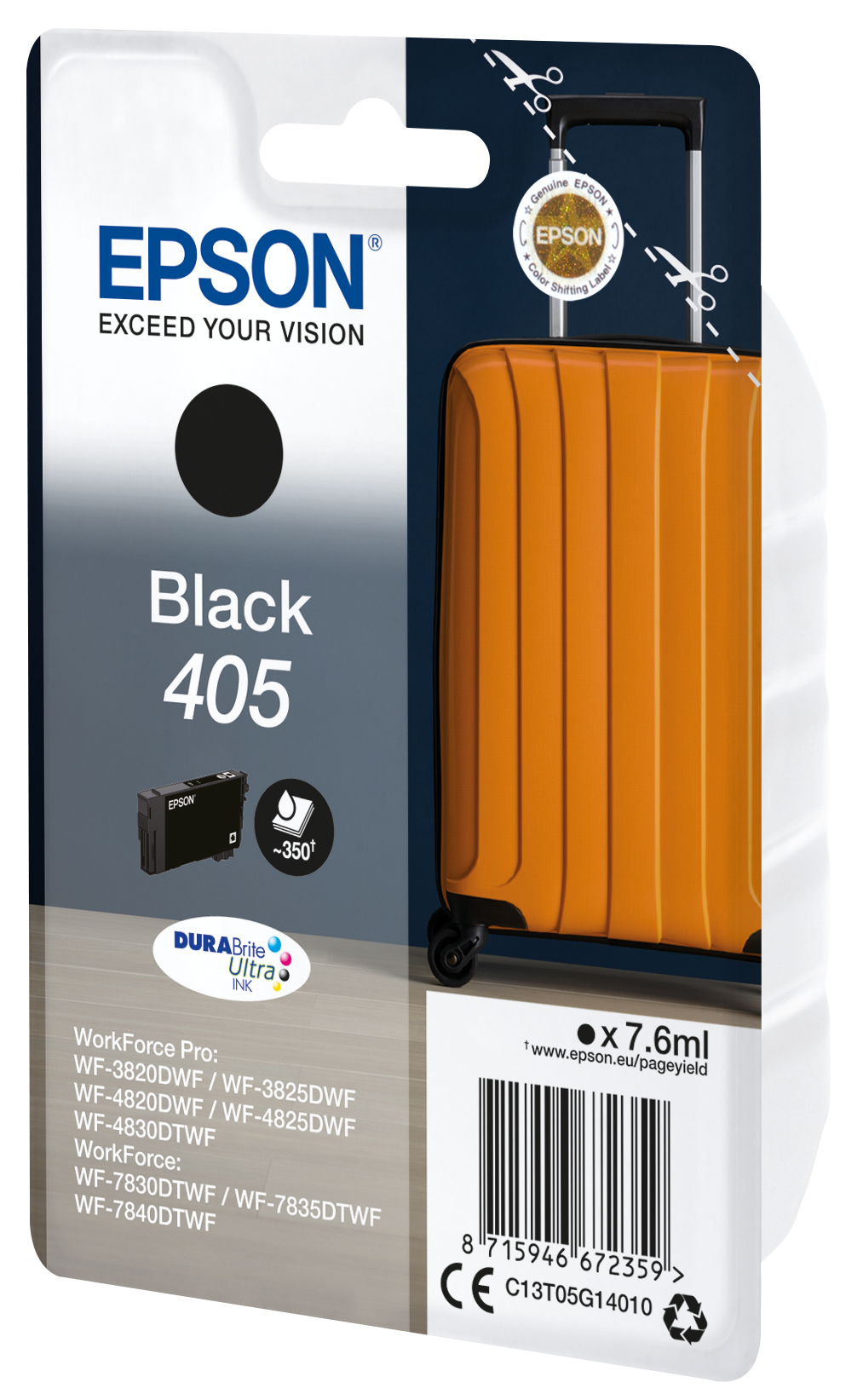 Epson 405 - 7.6 ml - Schwarz - original - Blister mit RF- / akustischem Alarmsignal