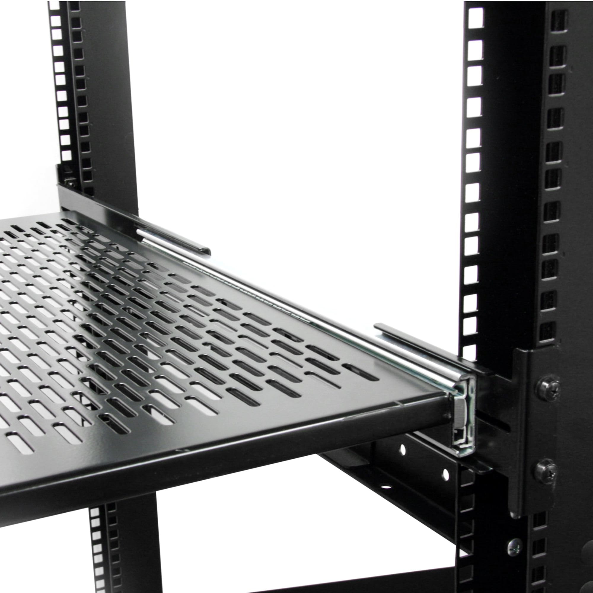 StarTech.com 2HE ausziehbarer Rack-Fachboden belüftet - 22.7kg - 19 Serverschrank Rack-Shelf - Schwarz - Rack - Regal - 1U - 48.3 cm (19")