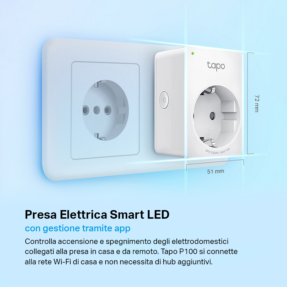 TP-LINK Tapo P100 V1.2 - Smart-Stecker - kabellos - 802.11b/g/n, Bluetooth 4.2