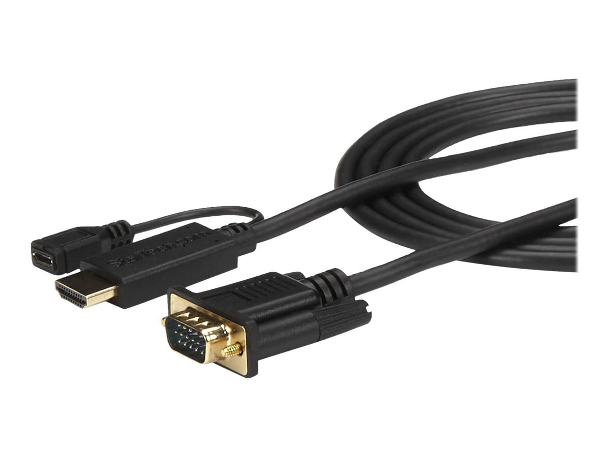 StarTech.com 90cm aktives HDMI auf VGA Konverter Kabel -  HDMI zu VGA Adapter 0,9m - Schwarz - 1920x1200 / 1080p - Adapterkabel - HDMI, Mikro-USB Typ B (nur Strom)