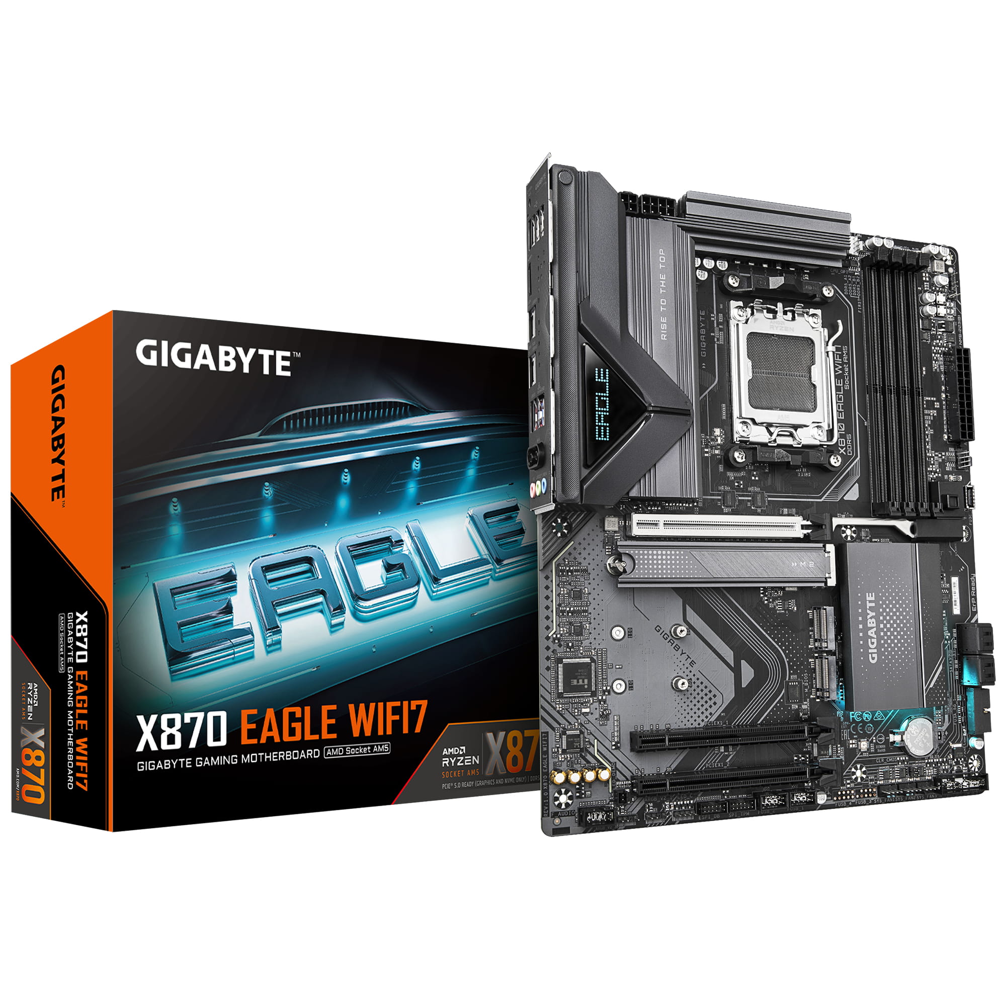 Gigabyte X870 EAGLE WIFI7 - Motherboard - ATX - Socket AM5 - AMD X870 Chipsatz - USB-C 3.2 Gen 2x2, USB4, USB 3.2 Gen 1, USB 3.2 Gen 2 - 2.5 Gigabit LAN, Bluetooth, Wi-Fi 7 - Onboard-Grafik (CPU erforderlich)