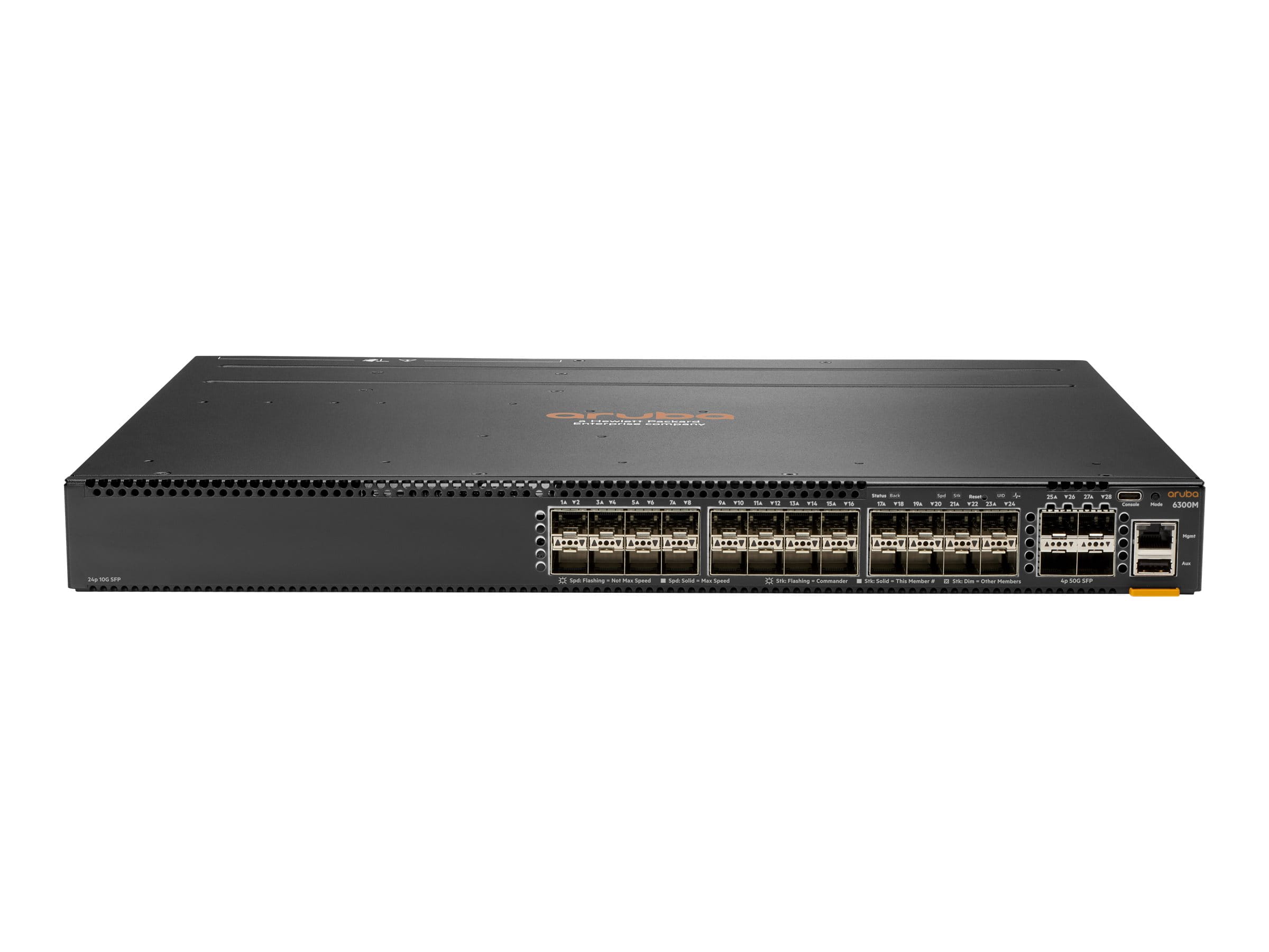 HPE Aruba 6300M - Switch - L3 - managed - 24 x 1 Gigabit / 10 Gigabit SFP+ + 4 x 1 Gigabit / 10 Gigabit / 25 Gigabit / 50 Gigabit SFP56 (Uplink / Stacking) HPE Aruba 6300M - Switch - L3 - managed - 24 x 1 Gigabit / 10 Gigabit SFP+ + 4 x 1 Gigabit / 10 Gigabit / 25 Gigabit / 50 Gigabit SFP56 (Uplink / Stacking)