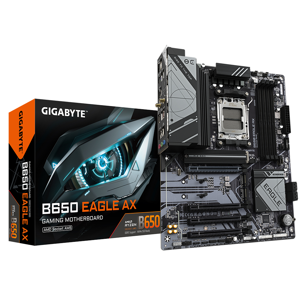 Gigabyte B650 EAGLE AX - Motherboard - ATX - Socket AM5 - AMD B650 Chipsatz - USB-C 3.2 Gen 1, USB 3.2 Gen 2, USB 3.2 Gen 1 - Gigabit LAN - Onboard-Grafik (CPU erforderlich)