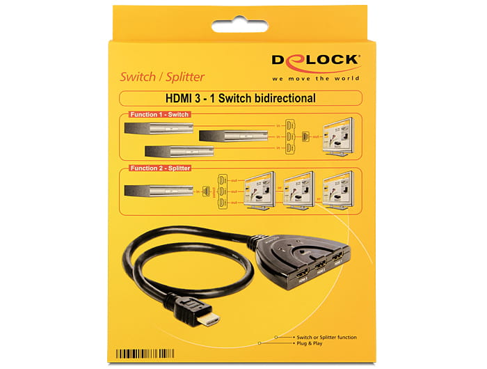 Delock HDMI 3 - 1 Switch bidirectional - Video-/Audio-Splitter