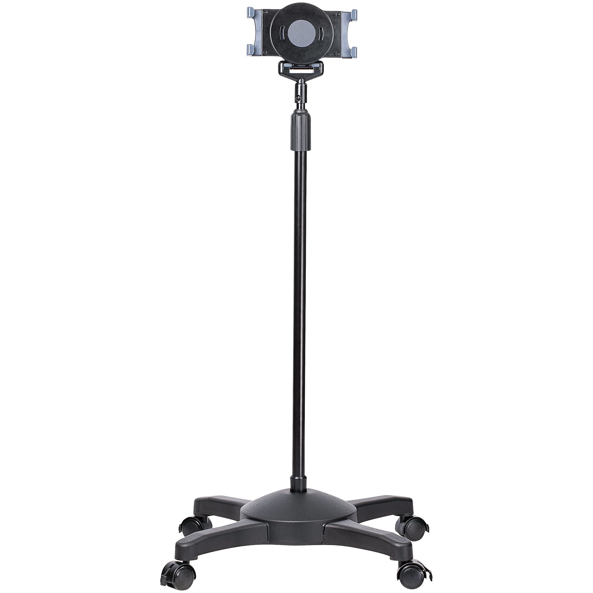 StarTech.com Mobiler Tablet Ständer mit Bremsrollen - Höhenverstellbar - Schwenkbares Ergonomischer Universeller Bodenständer mit Rollen für iPad/Tablets 7-11 Zoll - Trennbarer Halter (STNDTBLTMOB)