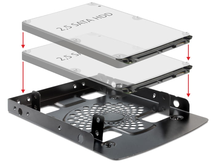 Delock Installation frame 3.5" > 2 x 2.5" HDD - Laufwerksschachtadapter - 3,5" auf 2,5" (8.9 cm to 6.4 cm)