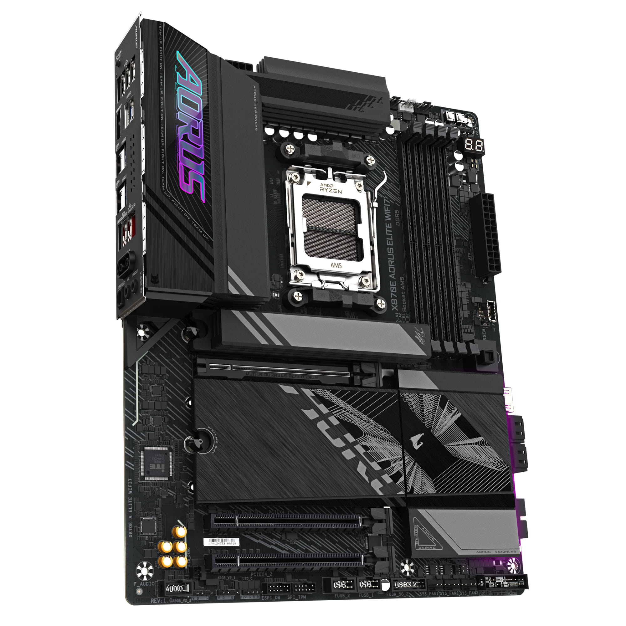 Gigabyte AORUS X870E ELITE WIFI7 - Motherboard - ATX - Socket AM5 - AMD X870E Chipsatz - USB-C 3.2 Gen 2x2, USB4, USB 3.2 Gen 1, USB 3.2 Gen 2 - 2.5 Gigabit LAN, Bluetooth, Wi-Fi 7 - Onboard-Grafik (CPU erforderlich)