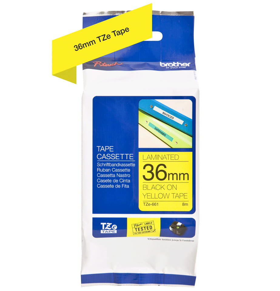 Brother TZe-661 - Selbstklebend - Schwarz auf Gelb - Rolle (3,6 cm x 8 m)