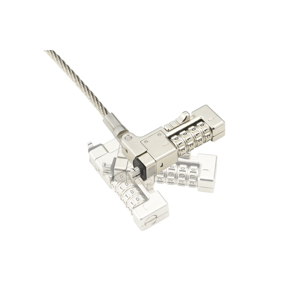 Kensington Slim NanoSaver 2.0 EQ, 1,8 m, Zahlenschloss, Edelstahl, Zink Stahl, Silber