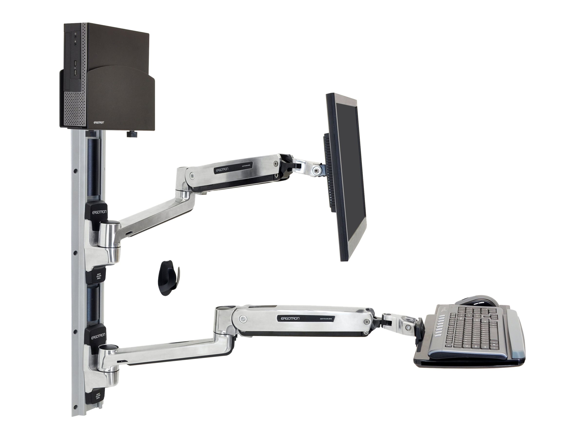 Ergotron LX Wall Mount System with Small CPU Holder - Systemeinheit-/Monitor-/Tastatur-Montagekit - Sitz-Steh - geeignet für Wandmontage - bis zu 106,7 cm (bis zu 42 Zoll)