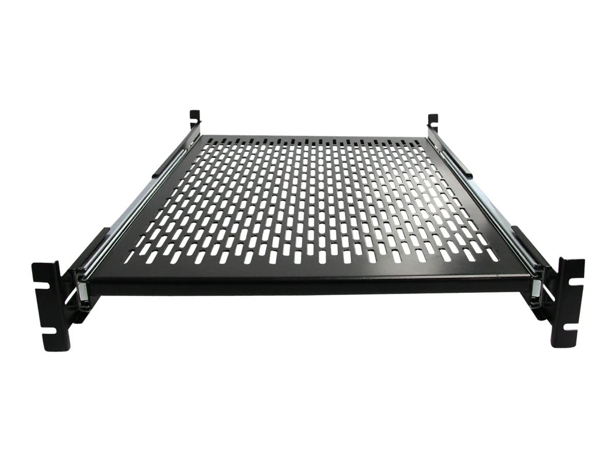 StarTech.com 2HE ausziehbarer Rack-Fachboden belüftet - 22.7kg - 19 Serverschrank Rack-Shelf - Schwarz - Rack - Regal - 1U - 48.3 cm (19")