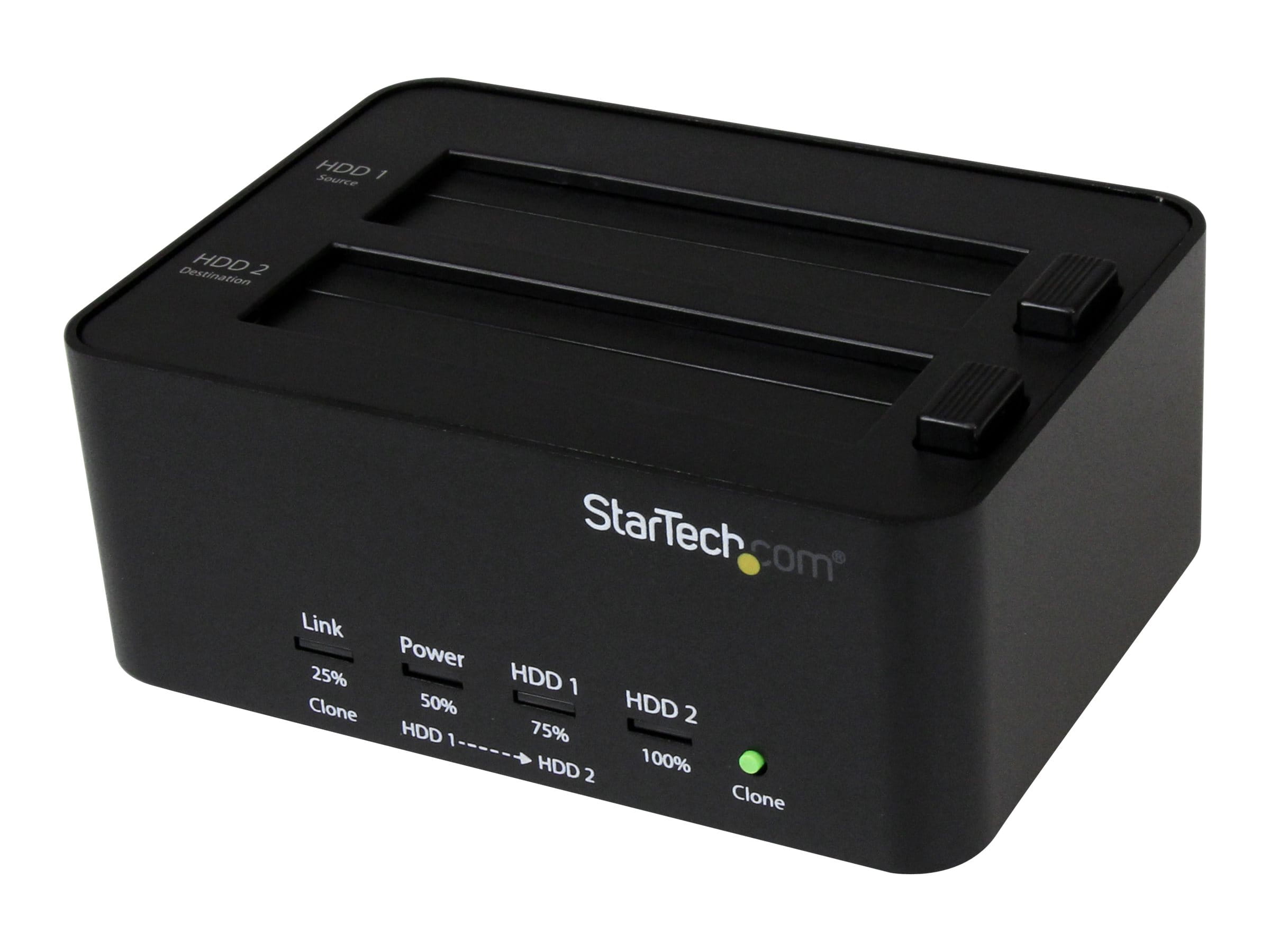 StarTech.com Dual Bay Hard Drive Duplicator and Eraser, Standalone HDDSSD ClonerCopier, USB 3.0 to SATA Docking Station, Hard Disk Duplicator and Sanitizer Dock - ToollessTop-Loading Design - Festplattenduplikator - 2 Schächte (SATA-300)