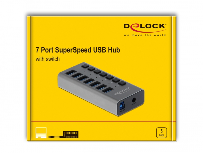 Delock Hub - 7 x SuperSpeed USB 3.0 - Desktop