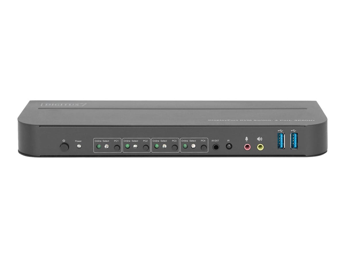 DIGITUS KVM-Switch, 4-Port, 4K60Hz, 4 x DP in, 1 x DP/HDMI out