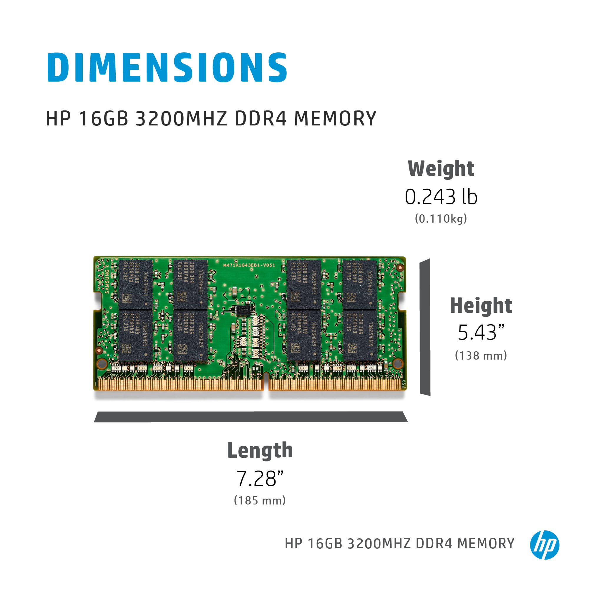 HP  DDR4 - Modul - 8 GB - SO DIMM 260-PIN - 3200 MHz / PC4-25600 - 1.2 V - ungepuffert - non-ECC - für EliteBook 640 G9; 650 G9; 655 G9; 835 G8, 845 G8, 855 G8; ProBook 455 G9, 450 G9, 635 Aero G8, 655 G9; ProBook x360 435 G9; ZBook 15v G5 Mobile Workst