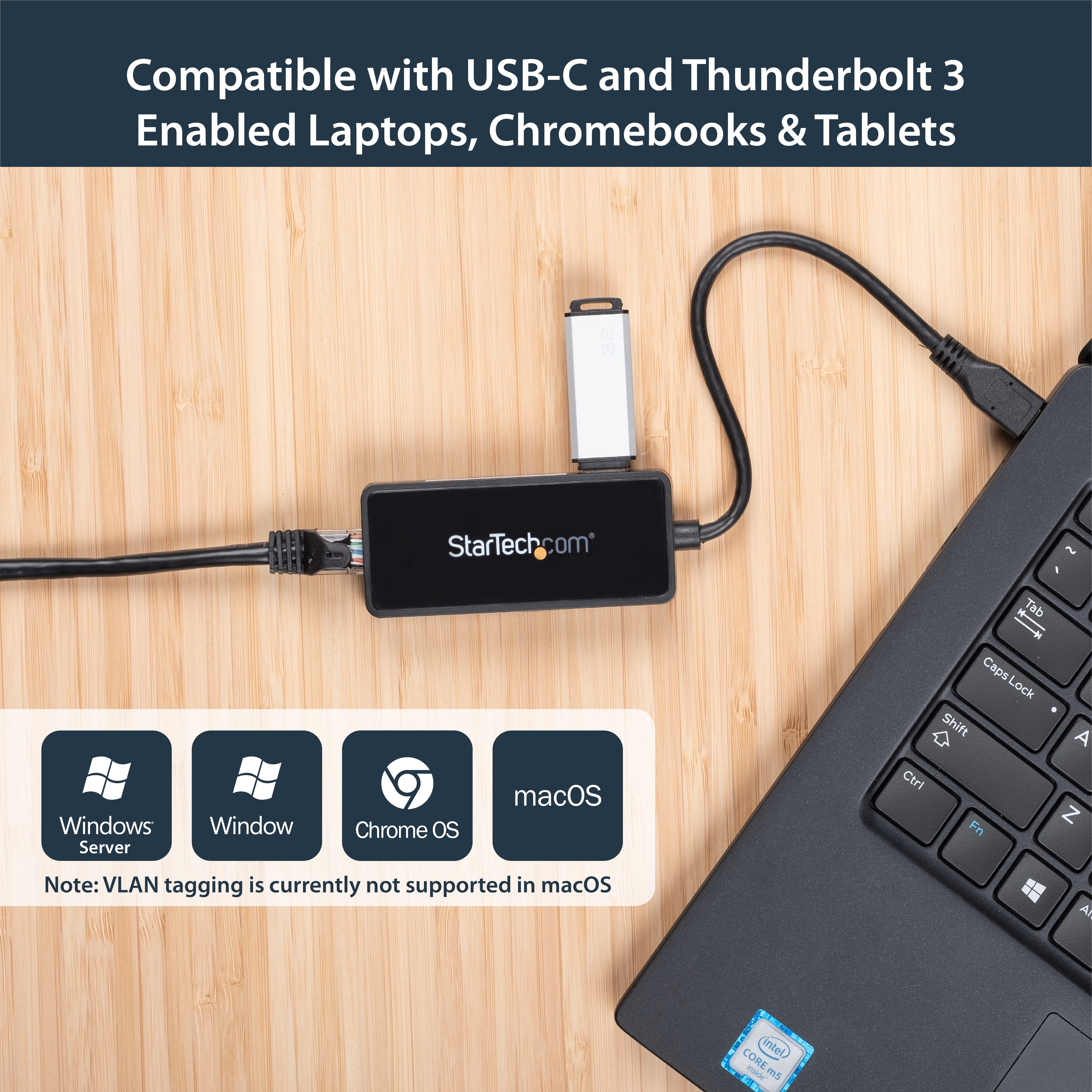 StarTech.com USB-C to Ethernet Gigabit Adapter - Thunderbolt 3 Compatible - USB Type C Network Adapter - USB C Ethernet Adapter (US1GC301AU)