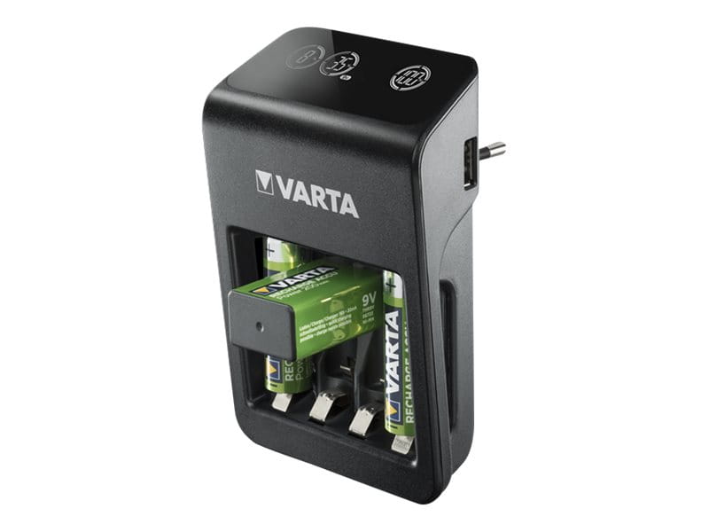 Varta LCD Plug Charger+ - 4 Std. Batterieladegerät / Stromadapter - (für 4xAA/AAA, 1x9V)