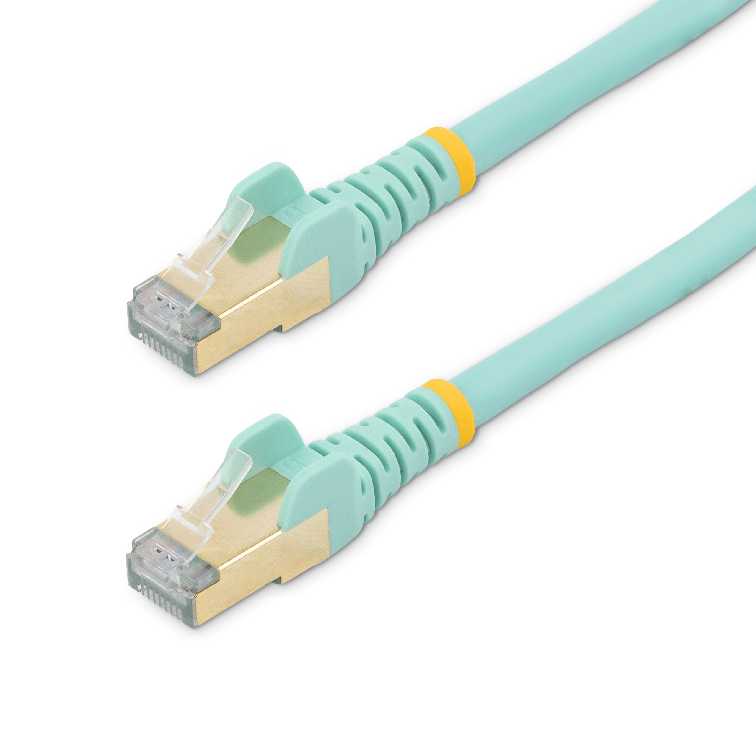 StarTech.com 50cm CAT6A Ethernet Cable, 10 Gigabit Shielded Snagless RJ45 100W PoE Patch Cord, CAT 6A 10GbE STP Network Cable w/Strain Relief, Aqua, Fluke Tested/UL Certified Wiring/TIA - Category 6A - 26AWG (6ASPAT50CMAQ)