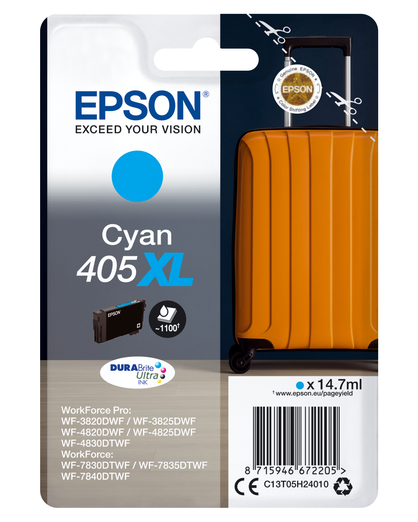 Epson 405XL - 14.7 ml - XL - Cyan - original