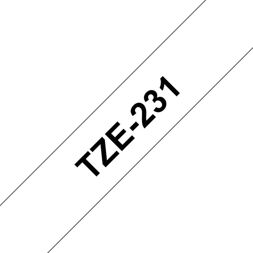 Brother TZe-231 - Selbstklebend - Schwarz auf Weiß - Rolle (1,2 cm x 8 m)